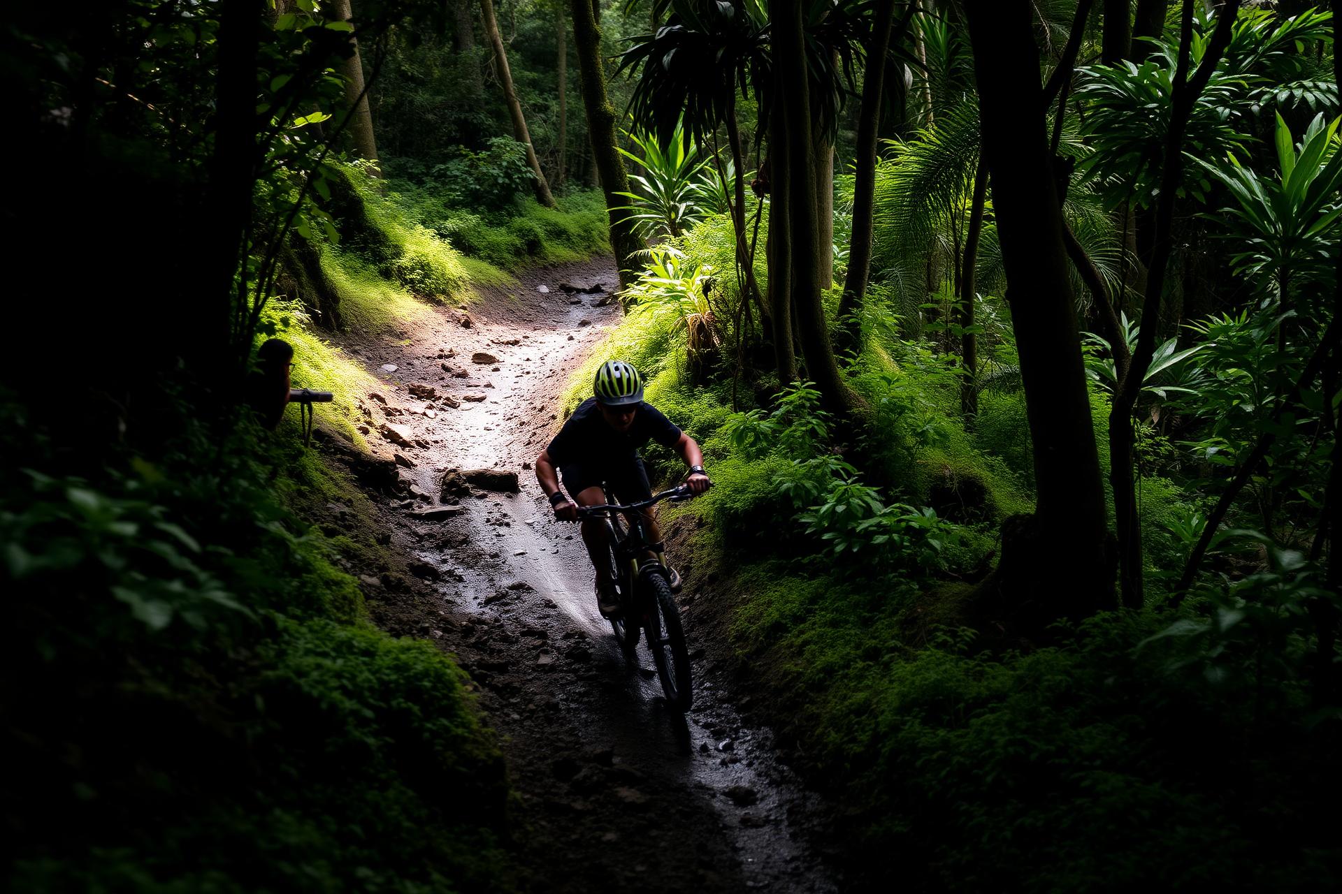 Ciclismo de montaña en los bosques de Acosta